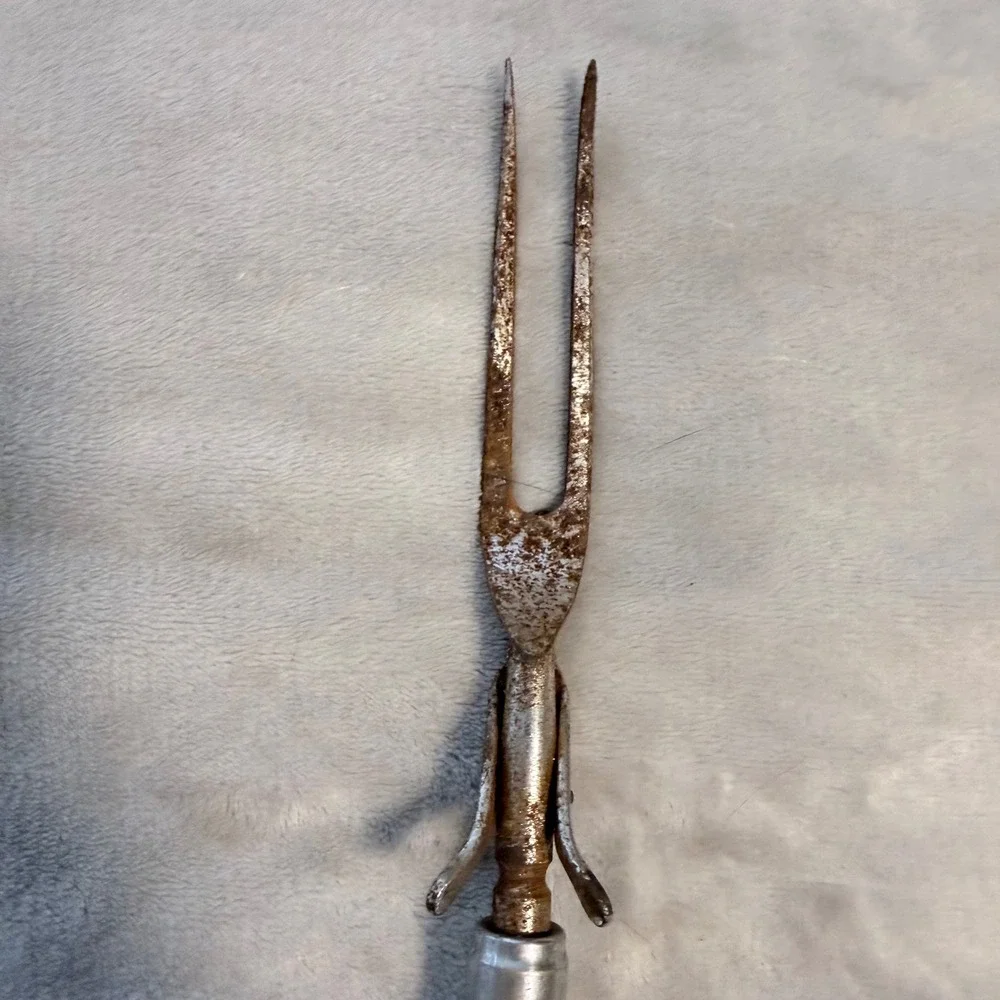Antique Stag Antler Handle Meat Carving Fork Folding Stand Guard 10.5